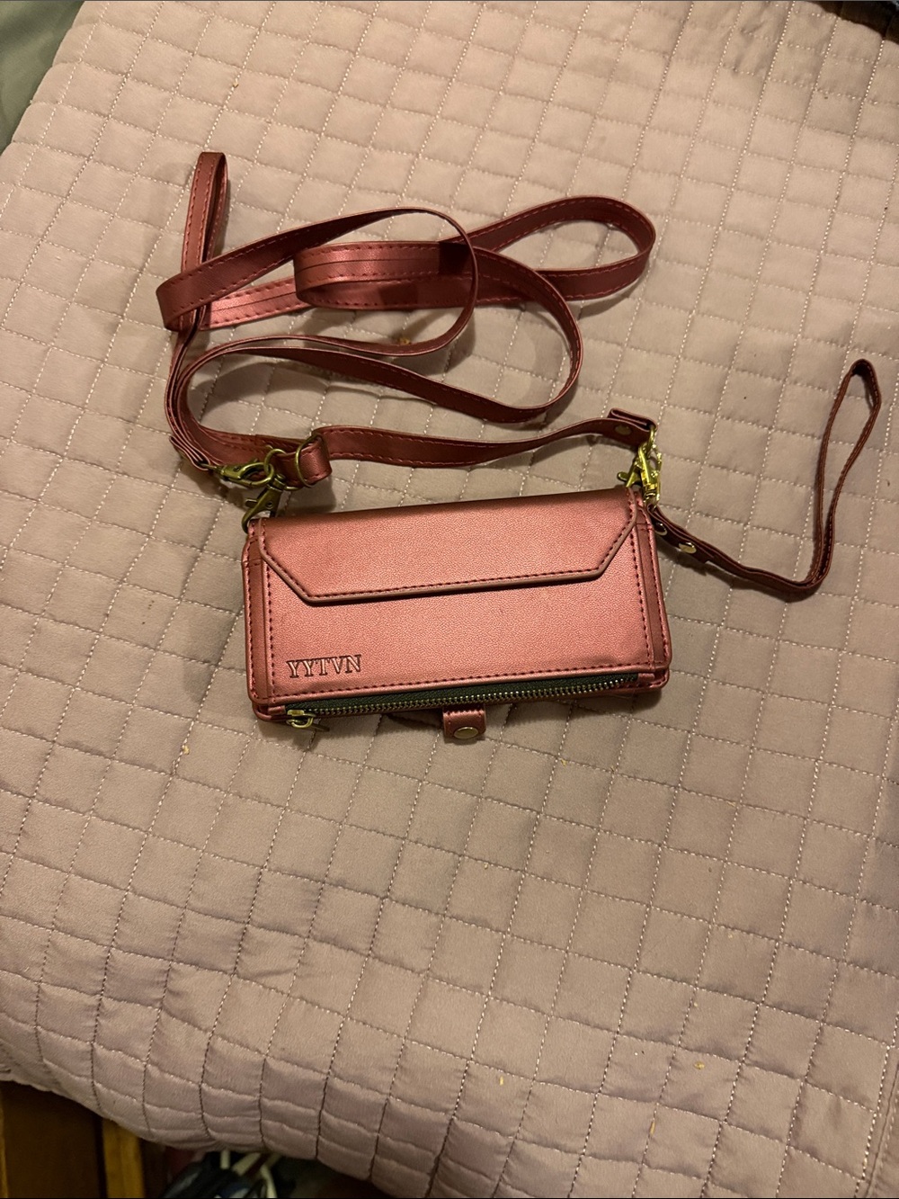 Metallic Rose Crossbody Wallet Purse -